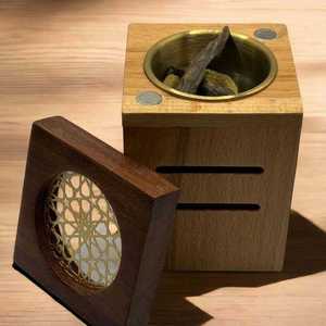 Rustic Wooden Incense Burner Box With Traditional Cutout Pattern And Metal Inner Container For Fragrance And Meditation Bakhoor - Product Image 1