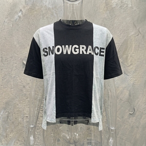 T-shirt à manches courtes surdimensionné Snowgrace pour homme, col rond, jersey de coton imprimé, streetwear - Product Image 6