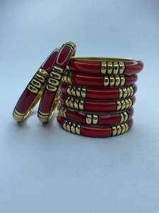 Hot <b>Red</b> Enamel and Brass Bangle Set Resin Fashion Bangles Handcrafted Designer Resin Bangles handforge - Product Image 4