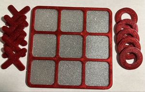 Jeu de Tic Tac Toe en résine, jeu de société Noughts and Crosses pour le divertissement familial avec des formes de cœur et de X, jeu en époxy scintillant - Product Image 3