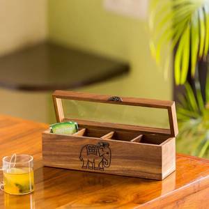 Boîte de rangement en bois de qualité supérieure, idéale pour les sachets de thé, les sachets de café, les sachets de sucre et les condiments, conteneur de rangement en provenance d'Inde - Product Image 1