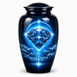 Urna Funeraria de Esmalte con Diseño de Ondas de Lujo y Adhesivo para Foto Conmemorativa para Cenizas Humanas - Product Image 3