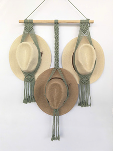 Custom Logo Boho Macrame Hat Holder <b>Stand</b> Foldable <b>Coat</b> <b>Rack</b> for Home Garage Office Double Single Wall Decor Multifunctional - Product Image 1