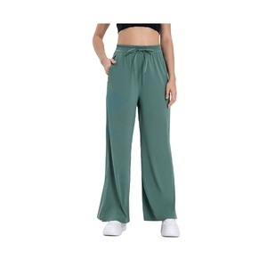 Pantalons de survêtement pour femmes, couleur unie, style ample, avec cordon de serrage, jambes droites, surdimensionnés, confortables, décontractés, pour se détendre - Product Image 1