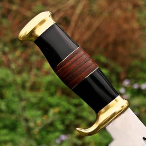 Couteau de chasse Bowie Crocodile Dundee à lame fixe en acier au carbone de qualité supérieure, pointe droite, manche en cuir empilé, OEM ODM - Product Image 4