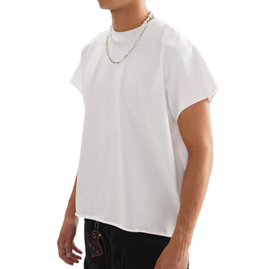 เสื้อยืดผู้ชายแขนสั้นสีขาวขนาดใหญ่พิเศษ ผ้าฝ้ายเจอร์ซีย์ 100% คอกลม ทรงลำลอง - Product Image 2
