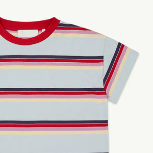 Collection d'été décontractée, t-shirt à manches courtes et col rond pour garçons, coupe confortable, coutures durables, design rayé, vêtements d'été - Product Image 4