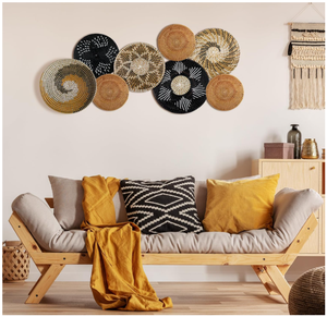 Set of 8 Wholesale Natural Seagrass Baskets Bohemian Style Woven <b>Wall</b> Baskets Suitable for Living Room Complete <b>Wall</b> <b>Decoration</b> - Product Image 5