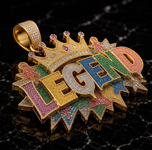 Pendentif personnalisé en moissanite avec lettre couronnée colorée, en argent sterling 925 plaqué or 18 carats, bijou hip-hop - Product Image 4