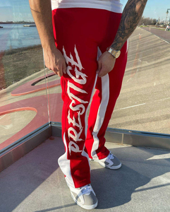 Custom Graphic Acid Wash Flared Sweatpants <b>Joggers</b> Men <b>Stacked</b> Loose Running Gym Sport Track Pants Mid Cotton Casual Spring - Product Image 4