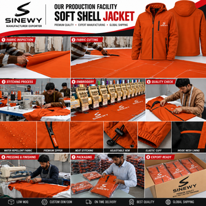 เสื้อโค้ทมีฮู้ดสีส้มสำหรับผู้ชาย SINEWY SPORTS แบบซิป คอตั้ง สไตล์ลำลอง กันน้ำ บุด้วยผ้าฟลีซ ทรงปกติ 80% - Product Image 6