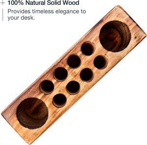 Porte-stylo en bois massif pour bureau, support élégant pour stylos-plume, porte-crayons en bois et organisateur de bureau en bois - Product Image 3