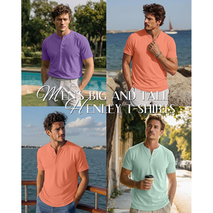 เสื้อยืดแขนสั้นผู้ชาย คอวี ทรงปกติ สีพื้น ผ้าถัก สไตล์ลำลอง สีมิ้นท์ม่วงคอรัล - Product Image 5