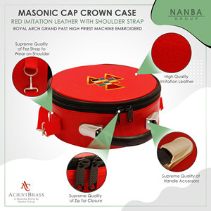 Étui de transport pour casquette de couronne en similicuir rouge du Haut Prêtre du Rite Royal Maçonnique - Product Image 5