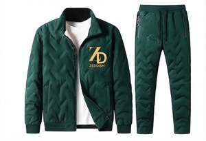 Conjunto Deportivo Premium Informal de Algodón Acolchado, Pantalón Largo para Correr, Conjunto de Invierno con Marca Personalizada, Sudadera de Forro Polar de 2 Piezas - Product Image 1