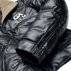 Veste d'hiver sportive pour homme GYM Active, de haute qualité, noire, respirante, coupe-vent, imperméable, avec fermeture éclair sur le devant, coupe ajustée, doublée de laine, à séchage rapide - Product Image 5