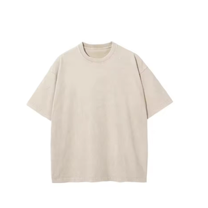 T-shirt pour homme de qualité supérieure, col rond, manches courtes, uni, 100% coton, surdimensionné, tricoté, respirant - Product Image 3