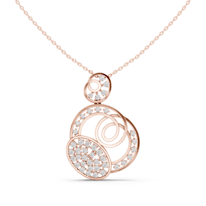 Collier Pendentif Cœur en Or Rose 18 carats avec Diamant, Halo Infini, Cercle Éternel, Éclat Lunaire, Éclat Cosmique, Tourbillon Radiant - Product Image 4
