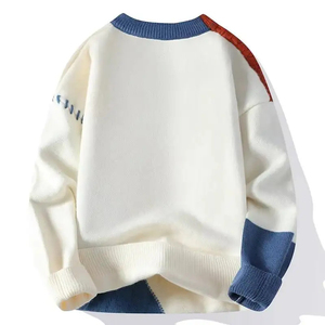 Men's Patchwork Knitted <b>Sweater</b> Long Sleeve Pullover Autumn Wear 100% Acrylic Spliced Design Anti-Pilling Standard Thickness - Product Image 2