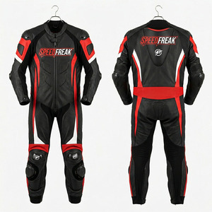 ชุดแข่งรถมอเตอร์ไซค์หนังแท้แบบชิ้นเดียวสำหรับผู้ชาย Speedfreak สีดำแดง ระบายอากาศได้ดี ใช้ได้ทุกฤดู - Product Image 2