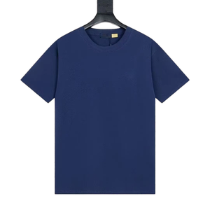 Camiseta Clásica para Hombre, Corte Clásico, Color Sólido, Algodón Premium, Cuello Redondo, Azul Marino, Estilo Preppy, Casual, Ecológica, Vintage - Product Image 3
