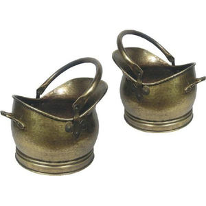 Cubo para carbón de metal con acabado dorado antiguo y asa, para el hogar, jardín y exteriores, accesorio para chimenea - Product Image 1