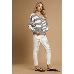 Umgee-Cárdigan abotonado a rayas para mujer - Product Image 2