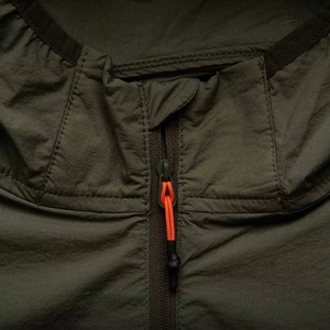 Men's Hooded Olive Green Windproof Polyester/Nylon Quarter-Zip High Street Windbreaker Jacket Autumn Regular Fit Outdoor - Product Image 5