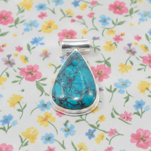 Colgante de Crisocola Azul, Plata de Ley 925, Collar de Piedras Preciosas en Forma de Lágrima Hecho a Mano, Joyería para Mujer, Chapado en Oro Rosa y Oro Amarillo - Product Image 3