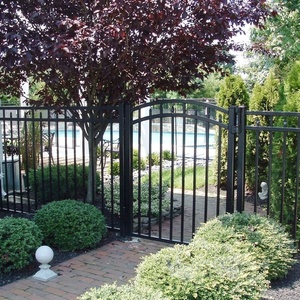 Portail de jardin en fer forgé KHP robuste avec revêtement en poudre, double battant, style européen ornemental, sécurité renforcée, installation facile pour villa - Product Image 4
