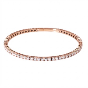 Elegant Women's Fashion Jewelry 10K 14K Solid Gold 3mm 3ctw E VS Round Lab Grown Diamond Classic Prong Set Tennis Chain Bracelet - Product Image 5