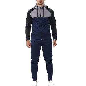 Ensemble de survêtement bleu marine à capuche pour homme, manches longues, color block, décontracté, pour l'automne, avec poches latérales, coupe classique - Product Image 2