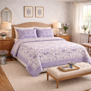 Drap de lit en coton Jaipur taille King, imprimé à la main, respirant, doux pour la peau, durable, écologique, motif floral, pour la maison et l'hôpital - Product Image 4