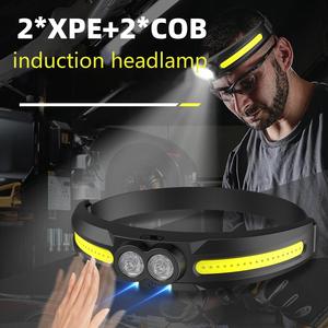 Linterna Frontal LED COB con Función de Inducción, 15 Horas de Duración, Carga Tipo <span class=keywords><strong>C</strong></span>, 2*XPE+COB, TPU+PC - Product Image 2