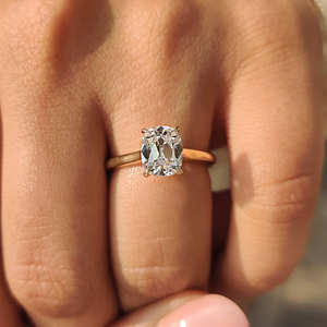 Bague de fiançailles solitaire en diamant de laboratoire taille ancienne européenne, or massif 14K 18K, bijou élégant pour mariage, cadeau, fête - Product Image 5