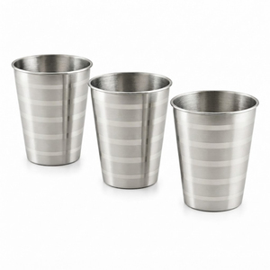 Gobelet empilable en acier inoxydable de qualité alimentaire, épais, à rayures horizontales gravées au laser, résistant à la rouille, pour boissons - Product Image 2