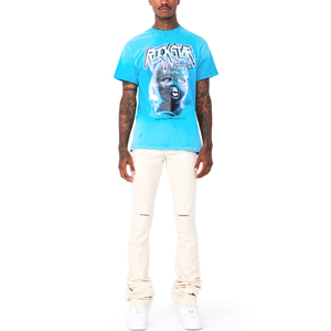 Pantalon de survêtement léger pour homme, taille haute, coupe évasée, effet usé, personnalisable avec couleurs et logo sur mesure - Product Image 3