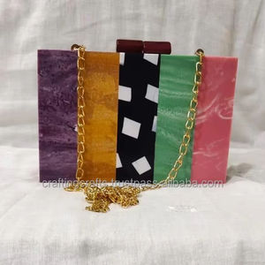 กระเป๋าคลัทช์เรซิ่นกันน้ำทำมือจากอินเดียสำหรับผู้หญิง งานฝีมือเรซิ่นประดับเพชรพลอยสำหรับขาย - Product Image 4