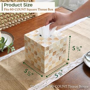 <b>Tissue</b> Box Holder with Bottom Slider, Checkered <b>Tissue</b> Box Cover Mother of Pearl Decorative - Product Image 3
