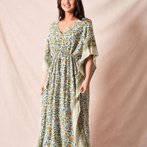 Wholesale Hand Block Printed Cotton <b>Kaftan</b> Block Printed Cotton <b>Beach</b> <b>Kaftan</b> Women Party Dress Wear Night Maxi Dress - Product Image 1