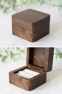 Boîte à bagues en bois artisanale traditionnelle avec finition lisse et design intemporel, boîte à bagues en bois naturel pour le rangement de bijoux sur table - Product Image 3