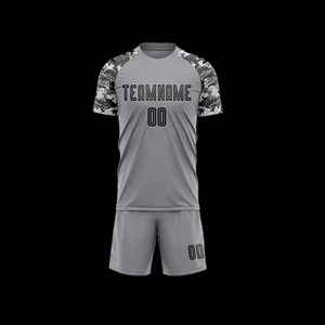 ชุดเสื้อฟุตบอลแขนสั้นลายพรางแบบซับลิเมชั่นสั่งทำพิเศษสำหรับผู้ชาย สีเทา ชุดกีฬาระบายเหงื่อ ชื่อทีม 00 - Product Image 1