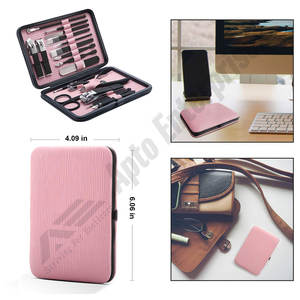 Cortaúñas de acero inoxidable, juego de manicura rosa para viajes, Kit profesional para mujeres de aseo, herramientas de cuidado de pedicura de 18 piezas - Product Image 3