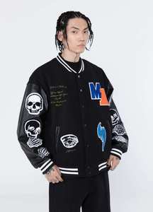 Unisex Chenille Embroidery Leather Sleeve <b>Baseball</b> <b>Jacket</b> Oversized Varsity Style High Street Winter Letterman <b>for</b> <b>Men</b> Wholesale - Product Image 4