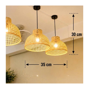 Lampe suspendue rustique en rotin, faite à la main, luminaire suspendu tissé naturel, luminaire décoratif de plafond, marque privée, vente en gros personnalisée - Product Image 3