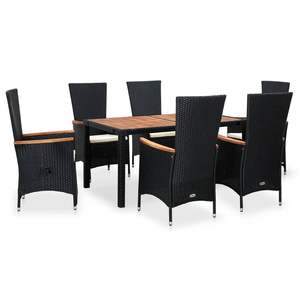 Ensemble de salle à manger d'extérieur pliable XXL en polyrotin noir, mobilier de jardin - Product Image 2