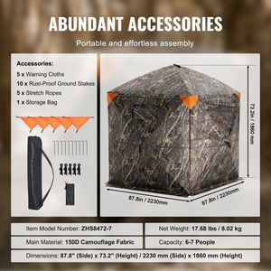 Capanno da Caccia Portatile e Resistente con Visibilità a 288 Gradi per 6-7 Persone, Pop-Up, con Borsa per il Trasporto - Product Image 6