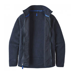 Veste en polaire sherpa écologique noire pour homme avec logo sur le devant, col montant, fermeture éclair intégrale, manches longues, manteau chaud d'hiver - Product Image 3