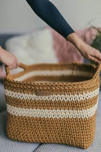 Pot de plante en corde avec dessus blanc, base naturelle, style nordique, panier de rangement pour plantes d'intérieur, forme circulaire, design écologique - Product Image 3