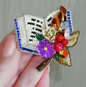 Artisan Embroidered Brooch with Crystal Beads and <b>Sequins</b> Vintage Inspired Handmade Beaded Brooch for Jackets and Coats - Product Image 1